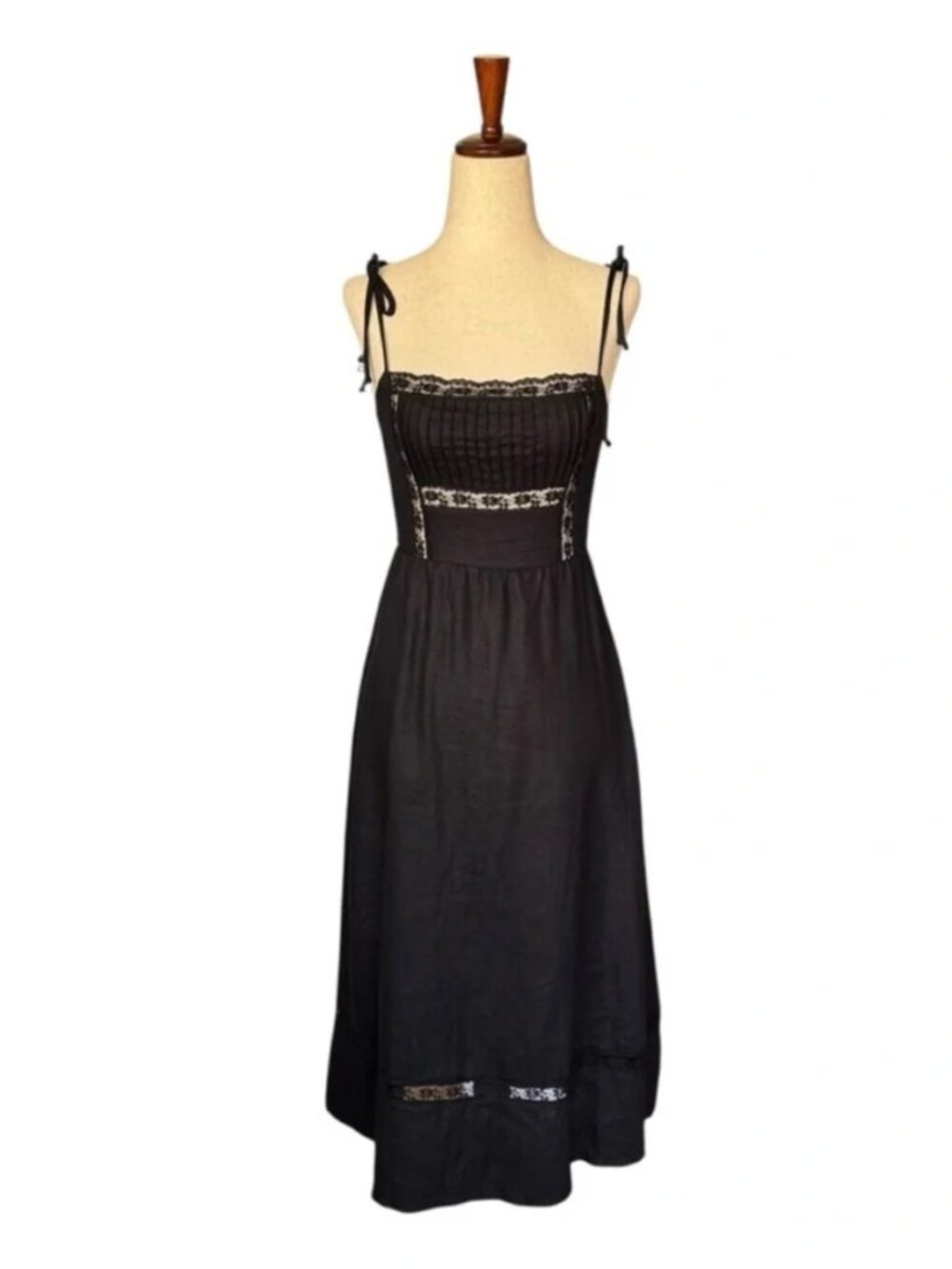Reformation Wyoming Linen Dress Black Midi NWT - Picture 4 of 5